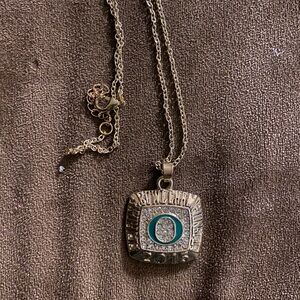2015 Oregon Ducks Rosebowl Gold plated Pendant Necklace with green Accent